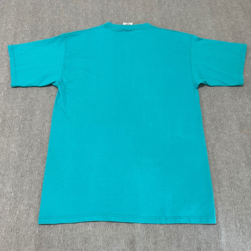 Pluma Mens Vintage Heavyweight Cotton T-Shirt Teal Made in‎ USA Size M Solid - Picture 7 of 7